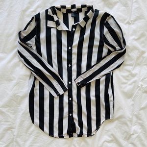 H&M black/white striped button up